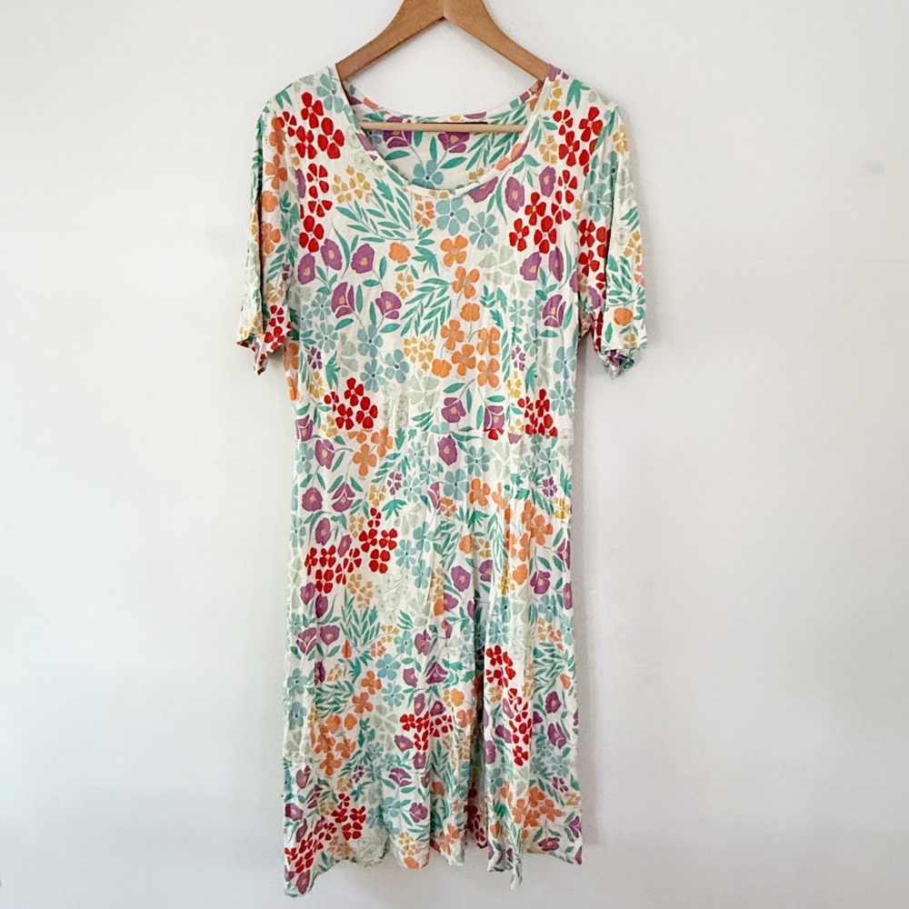 Gudrun Sjoden Floral Dress Women L Organic Cotton Scandi Sustainable Crunchy
